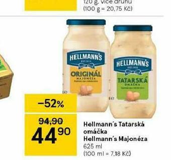 Tesco Hellman´s tatarská omáčka, majonéza nabídka