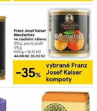 Tesco Franz josef kaiser mandarinky ve sladkém nálevu nabídka