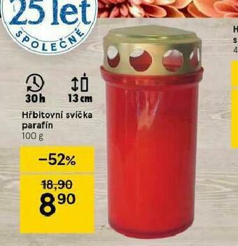 Tesco Hřbitovní svíčka parafín nabídka