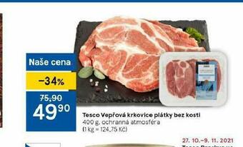 Tesco Vepřová krkovice plátky bez kosti nabídka