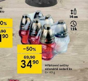 Tesco Hřbitovní svíčky skleněné sada nabídka
