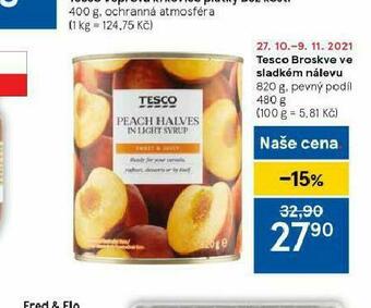 Tesco Broskve ve sladkém nálevu nabídka