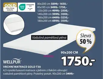 JYSK VRCHNÍ MATRACE GOLD T30 nabídka