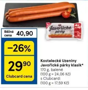 Tesco Kostelecké uzeniny Javořické párky klasik nabídka