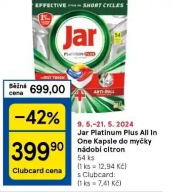 Tesco Jar Platinum Plus All In One Kapsle do myčky nádobí citron nabídka