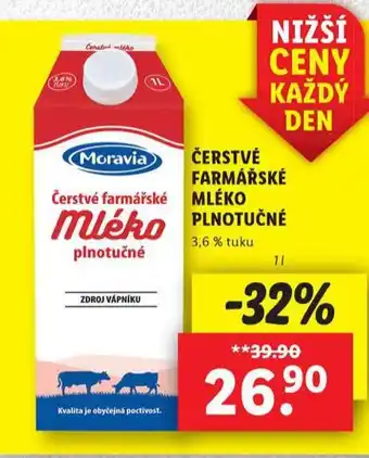 Lidl Čerstvé farmářské mléko nabídka