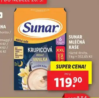 Lidl Sunar mléčná kaše nabídka