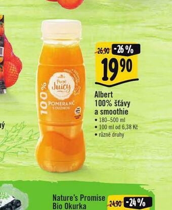 Albert Albert 100% šťávy a smoothie nabídka