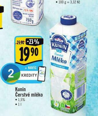 Albert Kunín čerstvé mléko 1,5% nabídka