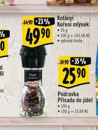 Albert Kotányi koření mlýnek nabídka