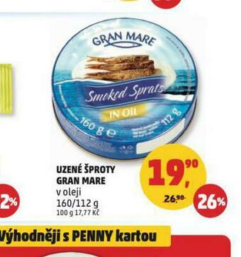 Penny Market Uzené šproty gran mare nabídka