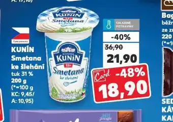 Kaufland Kunín smetana ke šlehání nabídka