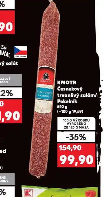 Kaufland Kmotr česnekový trvanlivý salám / pekelník nabídka