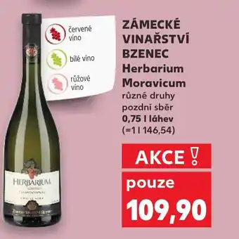 Kaufland ZÁMECKÉ VINAŘSTVÍ BZENEC Herbarium Moravicum 0.75L nabídka