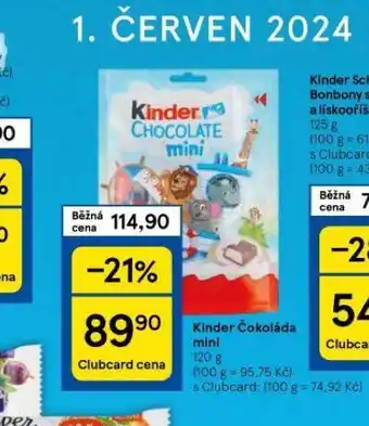 Tesco Kinder čokoláda nabídka