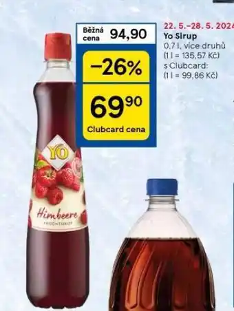 Tesco Yo sirup nabídka