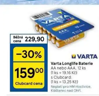 Tesco Varta baterie nabídka