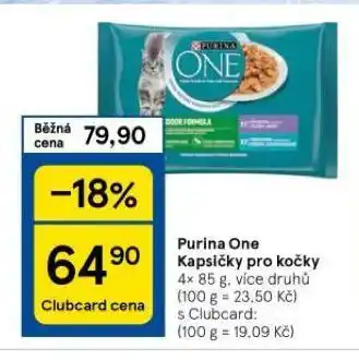 Tesco Purina one kapsičky pro kočky nabídka