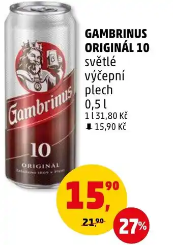 Penny Market GAMBRINUS ORIGINÁL 10 nabídka