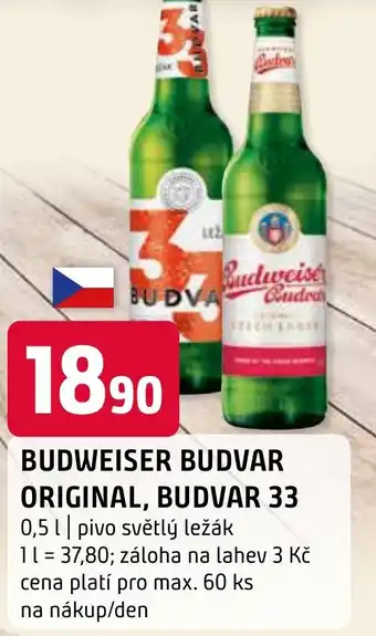 Terno BUDWEISER BUDVAR ORIGINAL, BUDVAR 33 0,5L nabídka