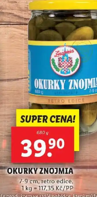 Lidl OKURKY ZNOJMIA nabídka