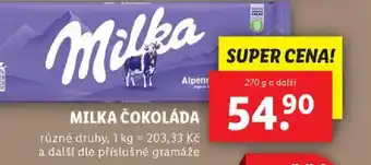 Lidl MILKA ČOKOLÁDA nabídka