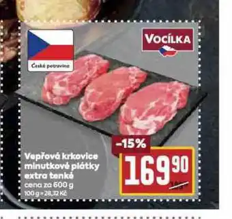 Billa Vepřová krkovice minutkové plátky extra tenké nabídka
