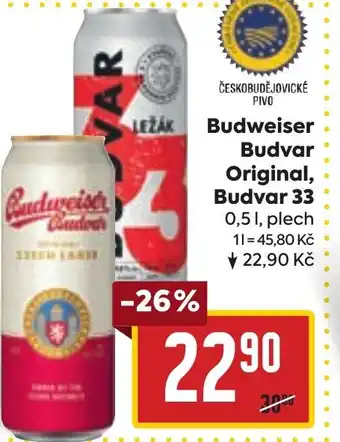 Billa Budweiser Budvar Original, Budvar 33 0,5 L nabídka