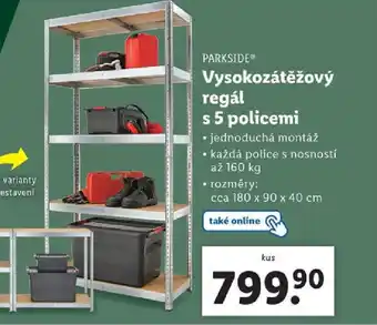 Lidl PARKSIDE® Vysokozátěžový regál s 5 policemi nabídka