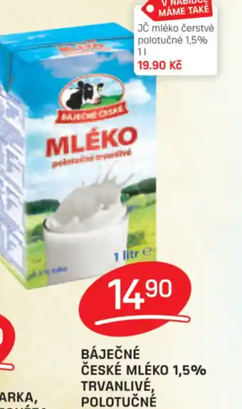 Flop BÁJEČNÉ ČESKÉ MLÉKO 1,5% TRVANLIVÉ, POLOTUČNÉ 1L nabídka