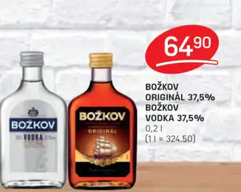 Flop BOŽKOV ORIGINÁL 37,5% BOŽKOV VODKA 37,5% 0.2L nabídka