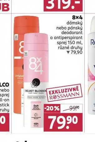 Rossmann 8x4 deodorant, antiperspirant nabídka