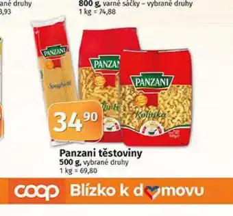 Coop Panzani těstoviny nabídka