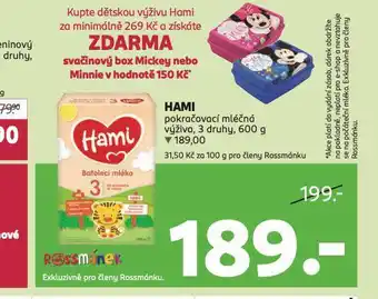 Rossmann Hami pokračovací mléčná výživa nabídka