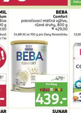 Rossmann Beba comfort pokračovací mléčná výživa nabídka