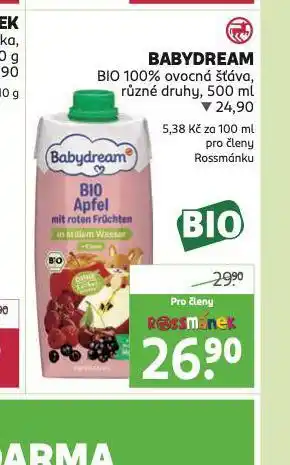 Rossmann Babydream bio 100% ovocná šťáva nabídka