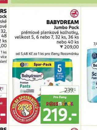 Rossmann Babydream jumbo pack dětské plenky nabídka