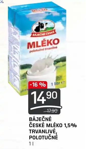 Flop BÁJEČNÉ ČESKÉ MLÉKO 1,5% TRVANLIVÉ, POLOTUČNÉ 1L nabídka