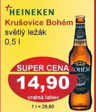 PLUS JIP HEINEKEN Krušovice Bohém světlý ležák 0.5L nabídka