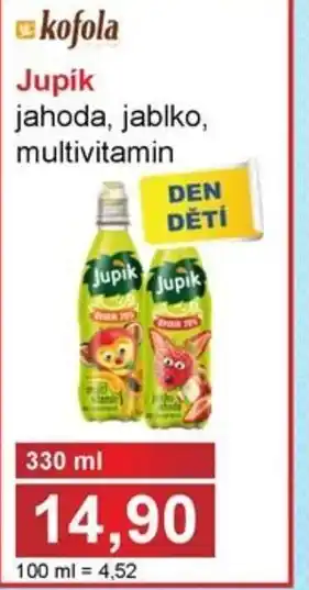 Jupík jahoda, jablko, multivitamin 330 ml