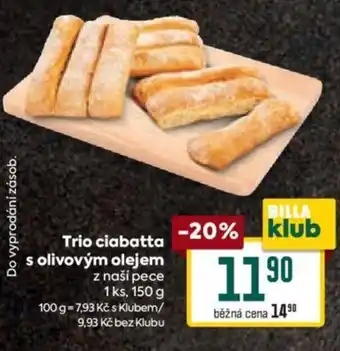 Billa Trio ciabatta s olivovým olejem nabídka