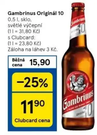 Tesco Gambrinus Originál 10 0.5L nabídka