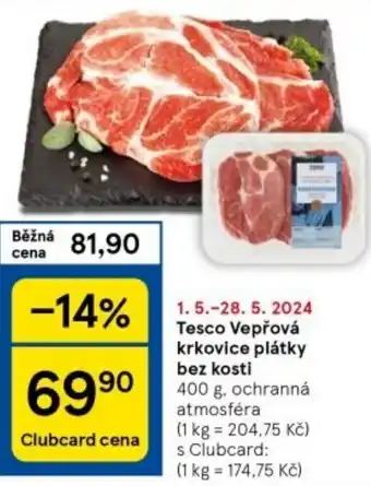 Tesco Tesco Vepřová krkovice plátky bez kosti nabídka