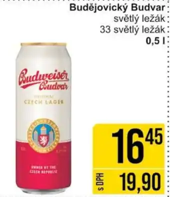 Jip Budějovický Budvar světlý ležák 33 světlý ležák 0,5L nabídka