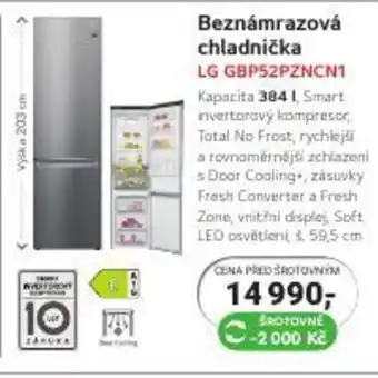 Planeo Elektro Beznámrazová chladnička LG GBP52PZNCN1 nabídka