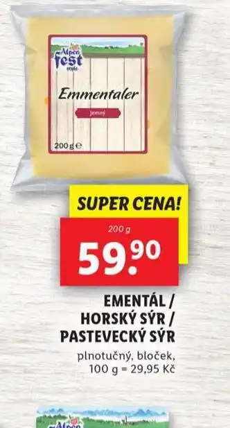 Lidl Ementál / horský sýr / pastevecký sýr nabídka