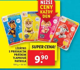 Lidl Lízátko s práskacím práškem tlapková patrola nabídka