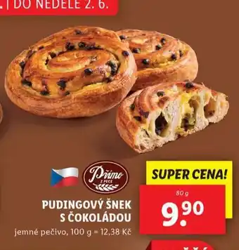 Lidl Pudinkový šnek s čokoládou nabídka