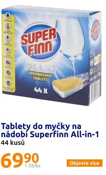 Action Tablety do myčky na nádobí Superfinn All-in-1 nabídka