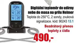 Digitální teploměr do udírny nebo do masa na grilu Helmer